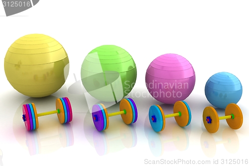 Image of Fitness ball and dumbell