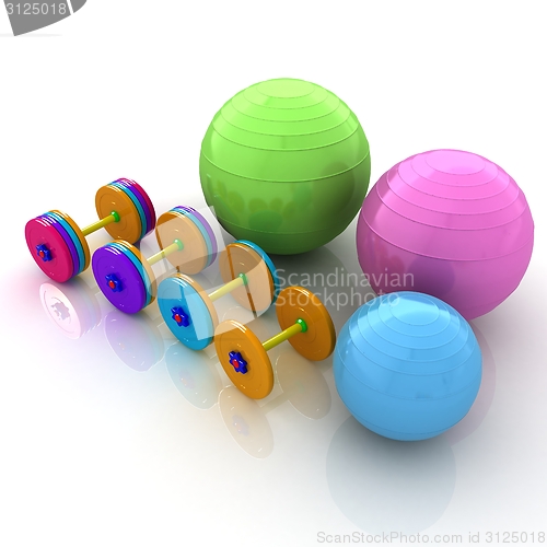 Image of Fitness ball and dumbell