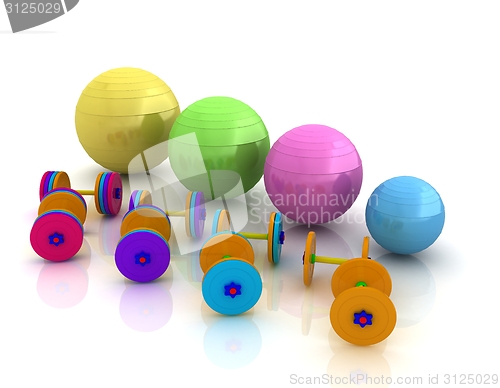 Image of Fitness ball and dumbell