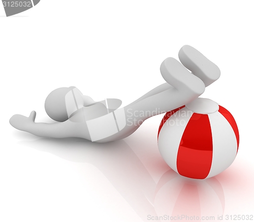 Image of 3d man exercising position on fitness ball. My biggest pilates s