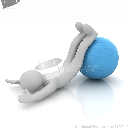 Image of 3d man exercising position on fitness ball. My biggest pilates s