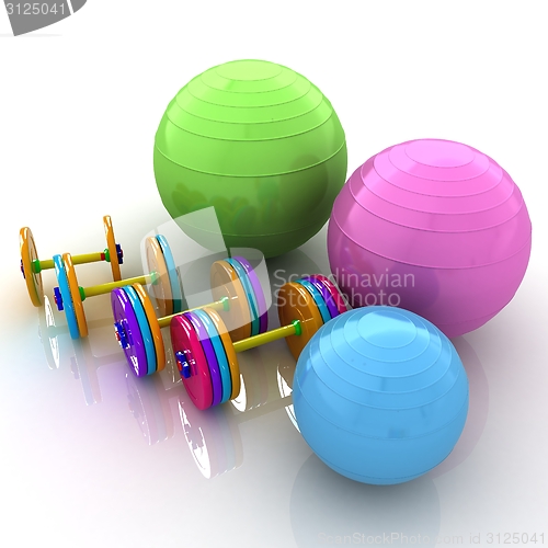 Image of Fitness ball and dumbell