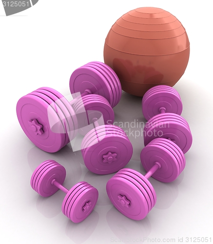 Image of Fitness ball and dumbell