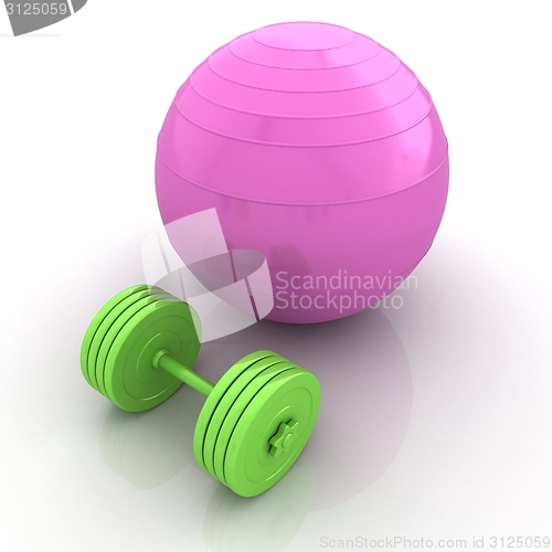 Image of Fitness ball and dumbell