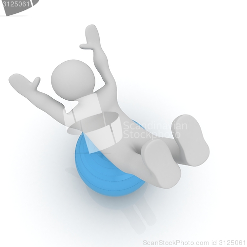 Image of 3d man exercising position on fitness ball. My biggest pilates s
