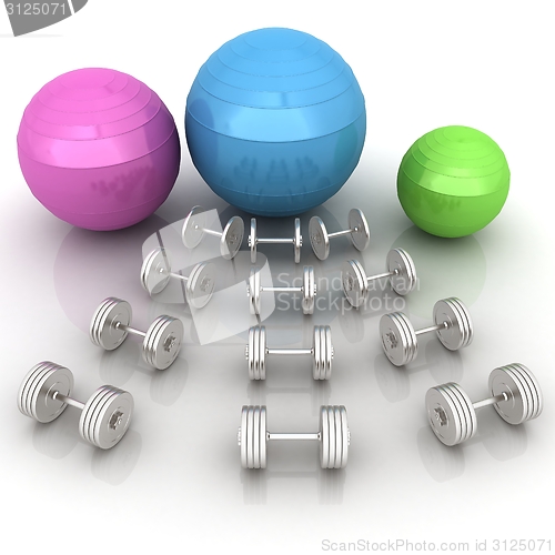 Image of Fitness ball and dumbell