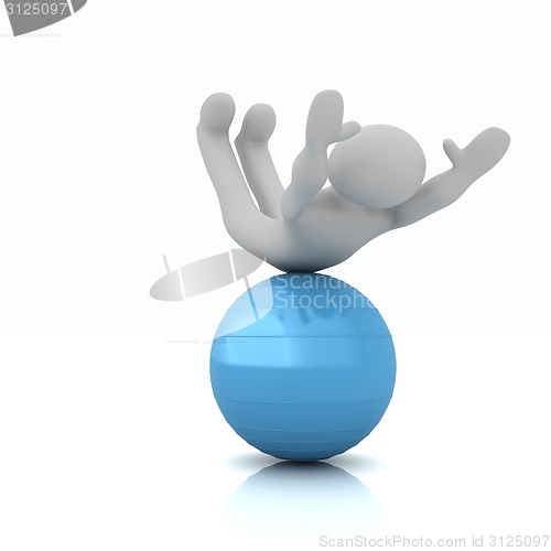 Image of 3d man exercising position on fitness ball. My biggest pilates s