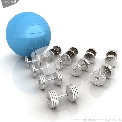 Image of Fitness ball and dumbell