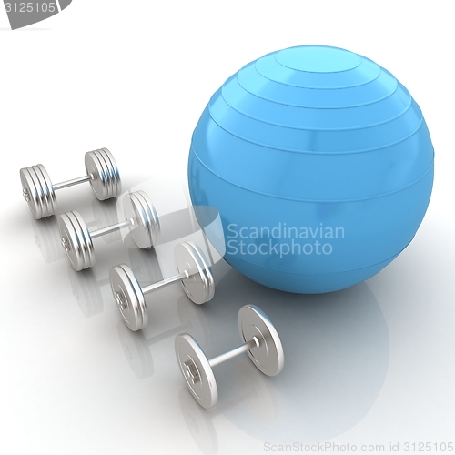 Image of Fitness ball and dumbell