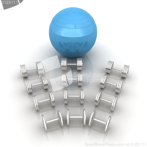 Image of Fitness ball and dumbell