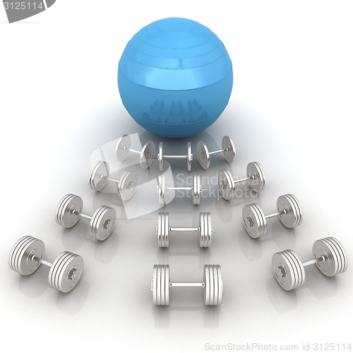 Image of Fitness ball and dumbell