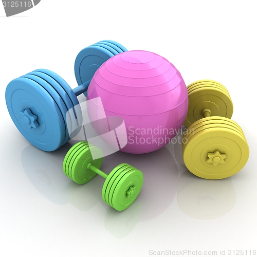 Image of Fitness ball and dumbell