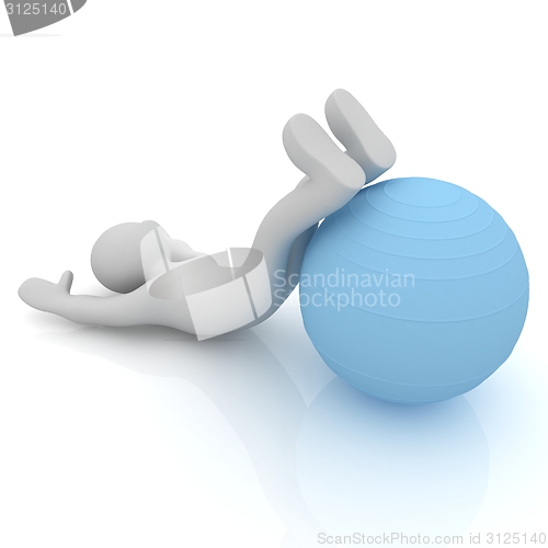Image of 3d man exercising position on fitness ball. My biggest pilates s