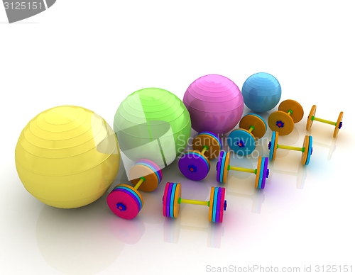 Image of Fitness ball and dumbell