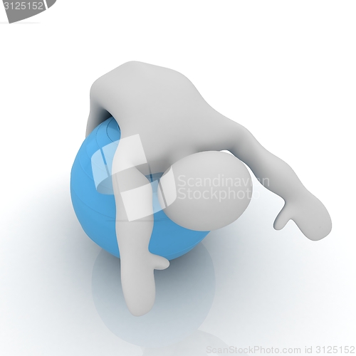 Image of 3d man exercising position on fitness ball. My biggest pilates s
