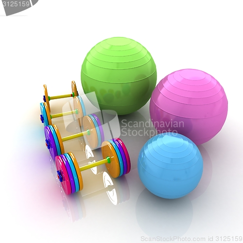 Image of Fitness ball and dumbell