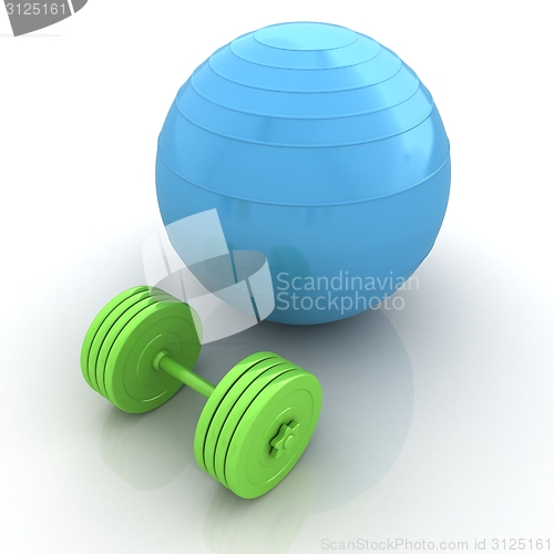 Image of Fitness ball and dumbell