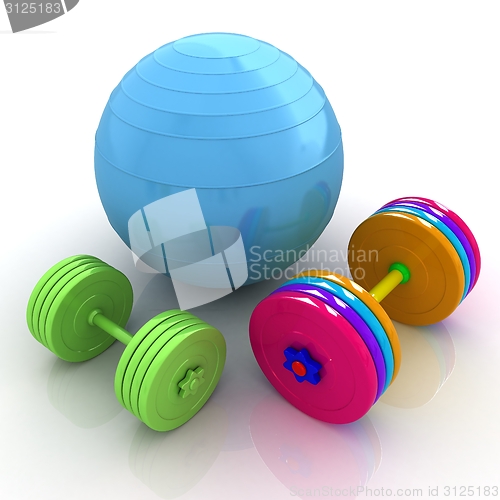 Image of Fitness ball and dumbell