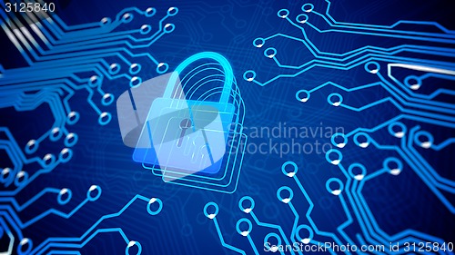 Image of Conceptual footage of mother board with lock.