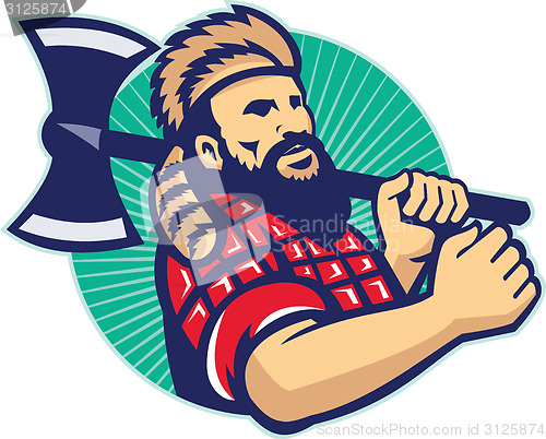 Image of Lumberjack Logger With Axe Retro