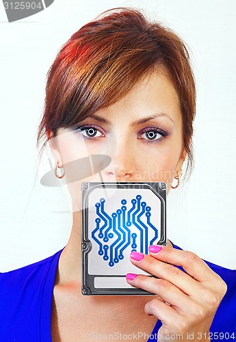 Image of woman holds digital device