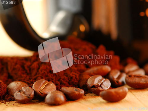 Image of Coffee beans and ground coffee