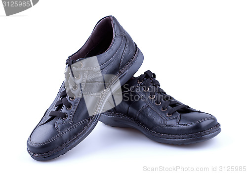 Image of Black leather men's shoes