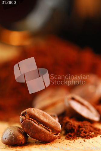 Image of Coffee beans and ground coffee