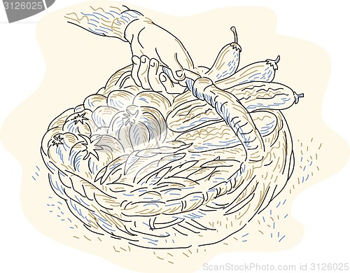 Image of Hand Holding Basket Harvest Crops