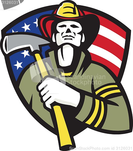 Image of American Fireman Firefighter Emergency Worker 