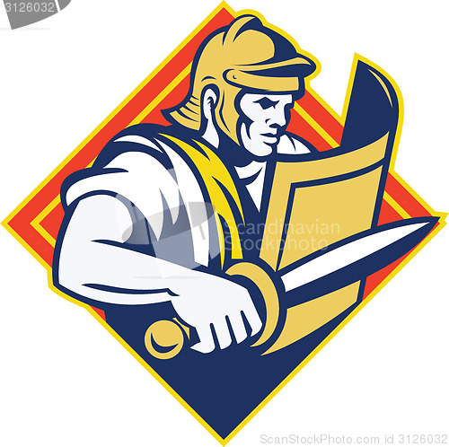 Image of Gladiator With Sword And Shield  Retro