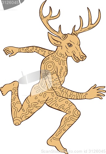 Image of Half Man Half Deer With Tattoos Running 