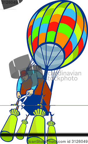 Image of Man Cutting Ballast Hot Air Balloon