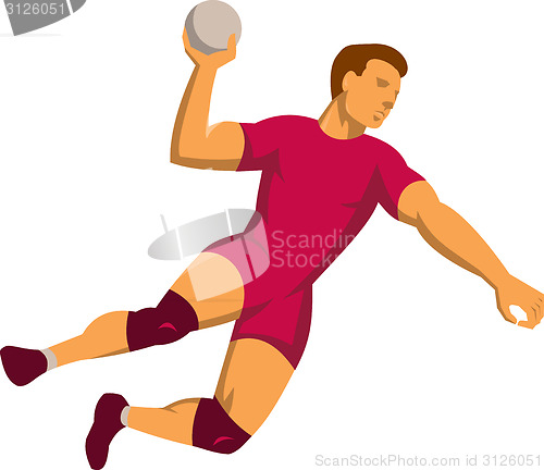 Image of Handball Player Jumping Retro