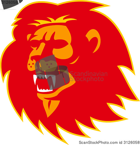 Image of Angry Lion Head Roaring