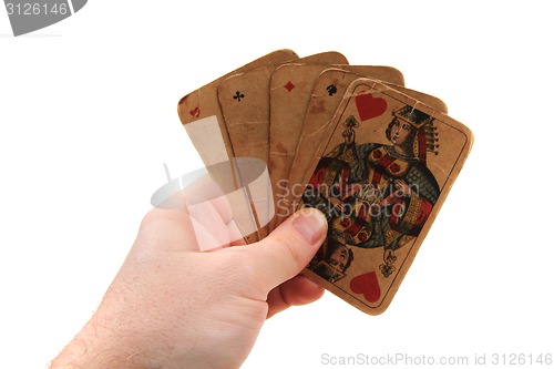 Image of old poker cards in my hand 