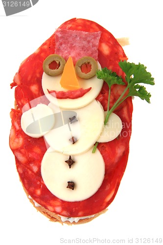 Image of funny sandwich for chilren (snowman)