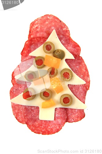 Image of funny sandwich for chilren (christmas tree)