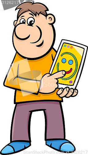 Image of tablet with tablet pc cartoon