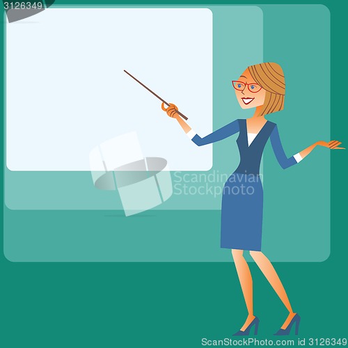Image of Presentation businesswomen shows on the screen