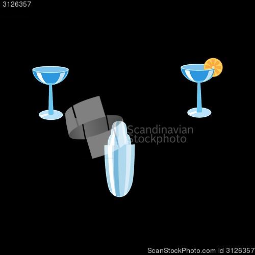 Image of The bartender set the shaker and cocktails