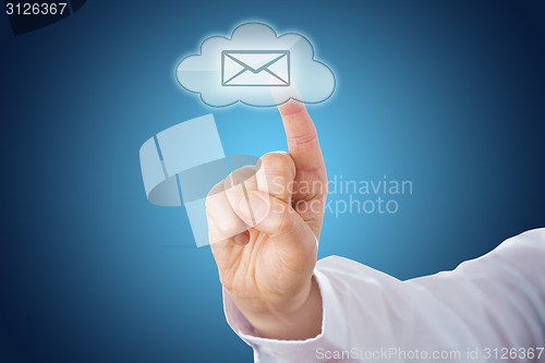 Image of Cloud Email Icon On Blue Ground Activated By Touch