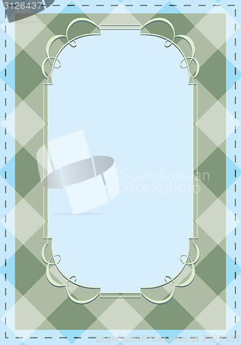 Image of Vector checkered background with tracery frame