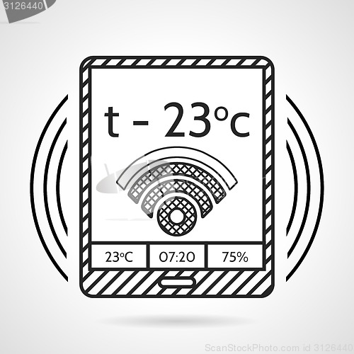 Image of Black line vector icon for heating control device