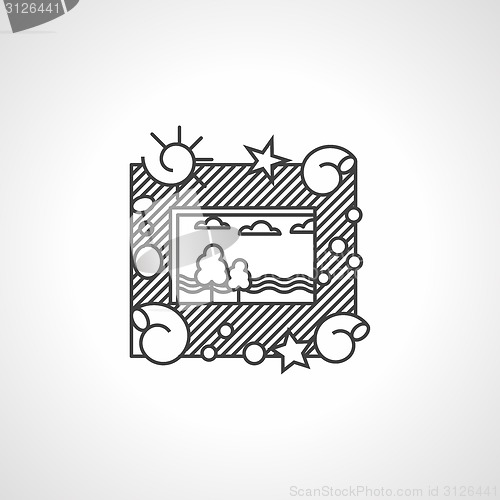 Image of Black line vector icon for picture frame