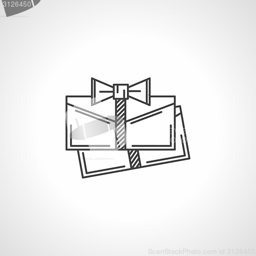 Image of Black line vector icon for gift envelopes