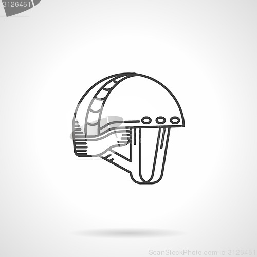 Image of Black line vector icon for mountaineering helmet