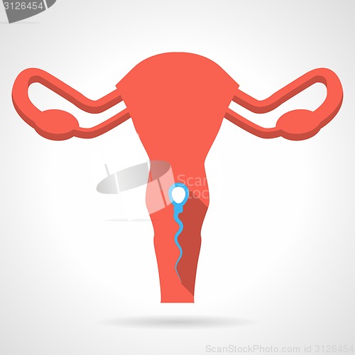 Image of Flat vector icon for red uterus