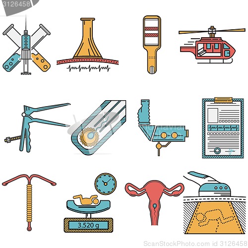Image of Flat vector icons set for obstetrics