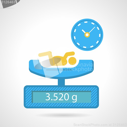 Image of Flat color vector icon for weighing a newborn